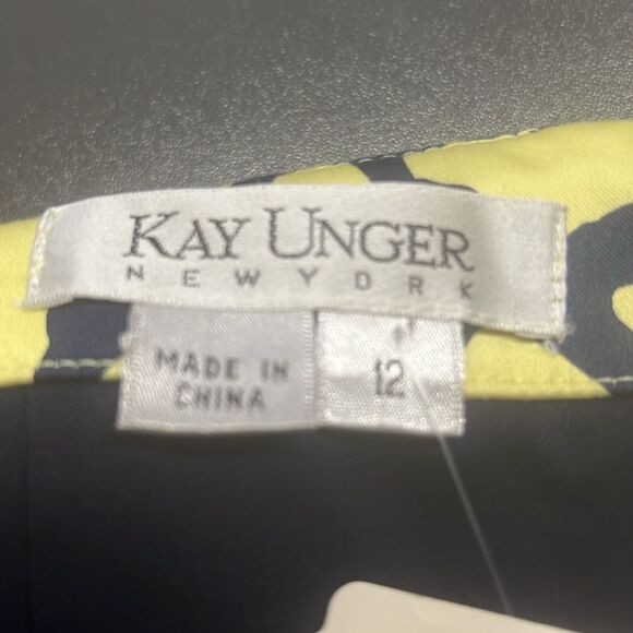 Kay Unger Women's Size 12 NWT  Yellow Blue Pattern Strapless Retro Mini Dress - Picture 10 of 13